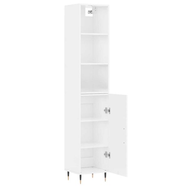 vidaXL Credenza 34,5x34x180 cm in Legno Multistrato Bianco Lucido
