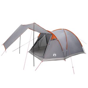vidaXL Tenda Capanna Grigio e arancione 4 persone Poliestere e Acciaio