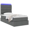 vidaXL Letto con contenitore e LED Grigio scuro 90 x 190 cm Poliestere