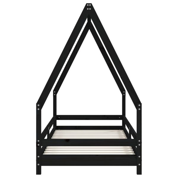 vidaXL Giroletto per Bambini Nero 90x200 cm in Legno Massello di Pino