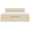 vidaXL Struttura Letto Pouf con Materasso Crema 160x200 cm in Tessuto