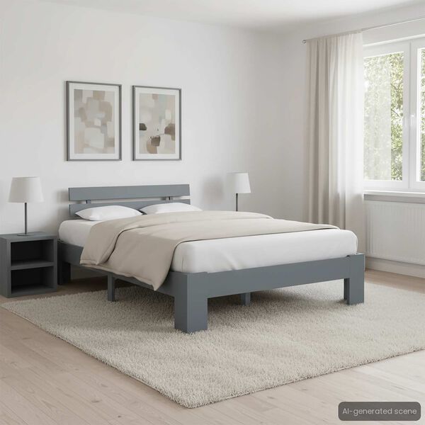 vidaXL Giroletto senza Materasso Grigio 140x200 cm in Legno di Pino