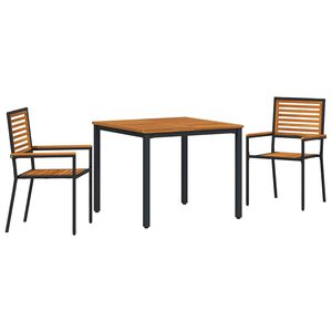 vidaXL Set da Pranzo per Giardino 3 pcs Nero e Marrone polyrattan