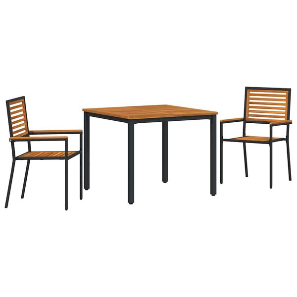 vidaXL Set da Pranzo per Giardino 3 pcs Nero e Marrone polyrattan