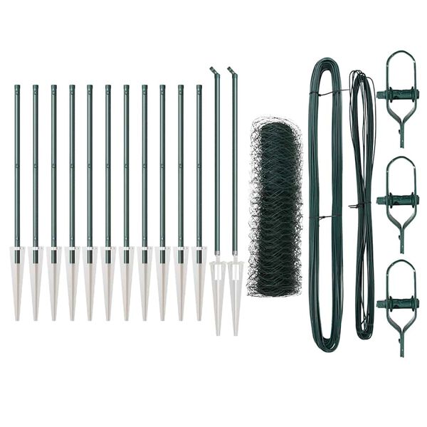 vidaXL Recinzione con pali. Verde 0.5 x 25 m Acciaio rivestito in PVC