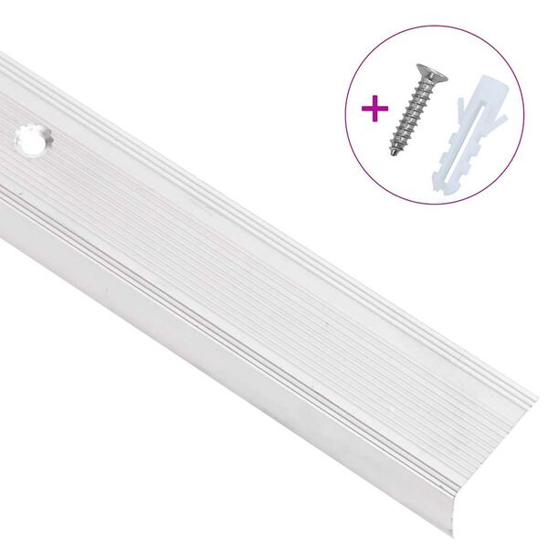 vidaXL Profili a L per Gradini 15 pz in Alluminio 90 cm Argento