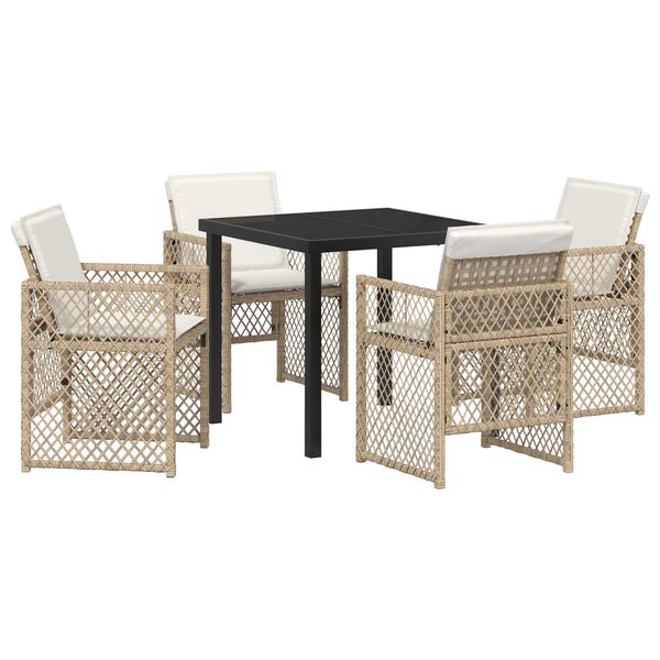 vidaXL Set da Pranzo per Giardino 5 pcs Beige polyrattan