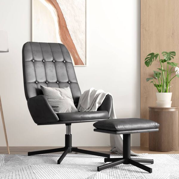 vidaXL Poltrona Relax con Poggiapiedi in Similpelle Nera Lucida