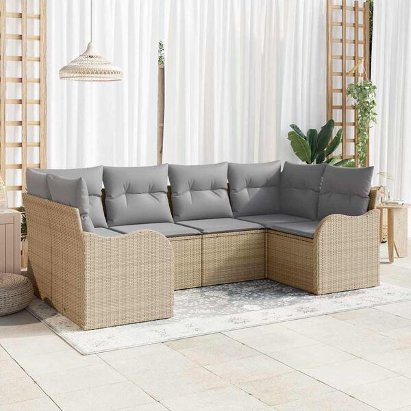 vidaXL Set Divano da Giardino 6 pcs beige e grigio chiaro Poly Rattan