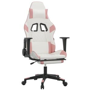 vidaXL Sedia da Gaming con Poggiapiedi Bianco e Rosa in Similpelle