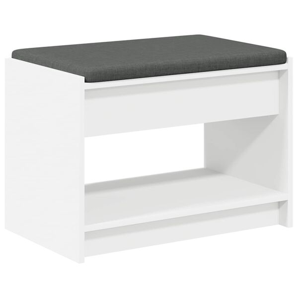 vidaXL Panca per ingresso con cuscino Bianco 63 x 38 x 45 cm