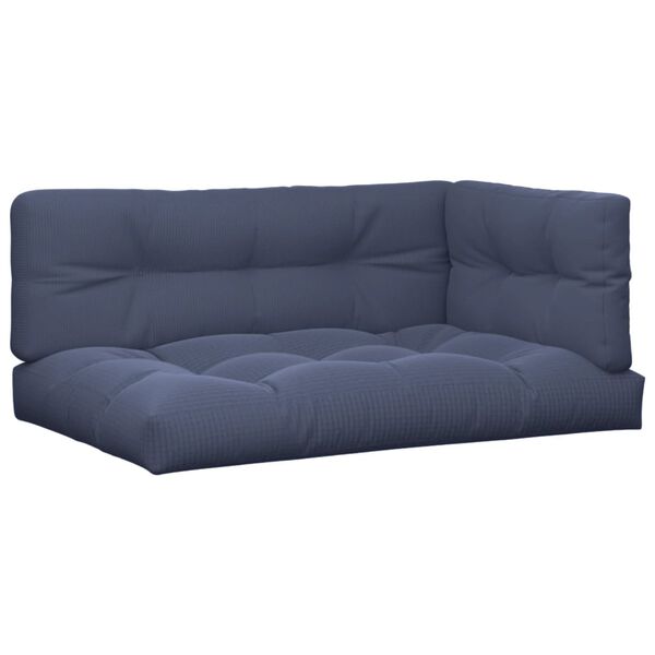 vidaXL Cuscini per Pallet 3 pz Blu Marino in Tessuto