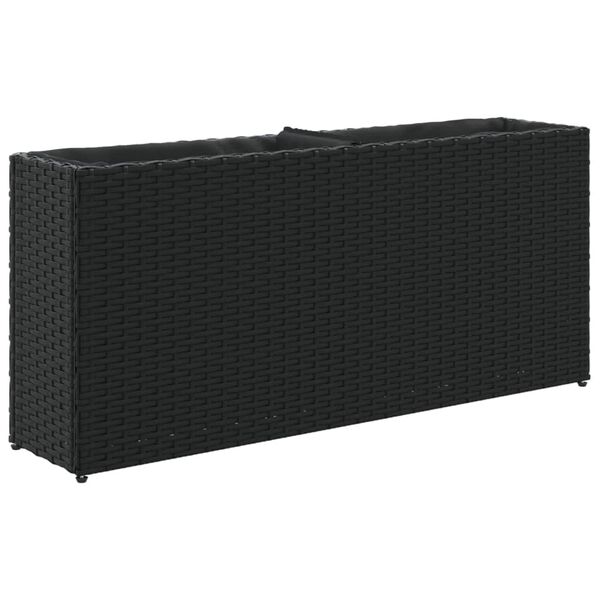 vidaXL Fioriera da Giardino con 2 Vasi Nera 90x20x40 cm in Polyrattan