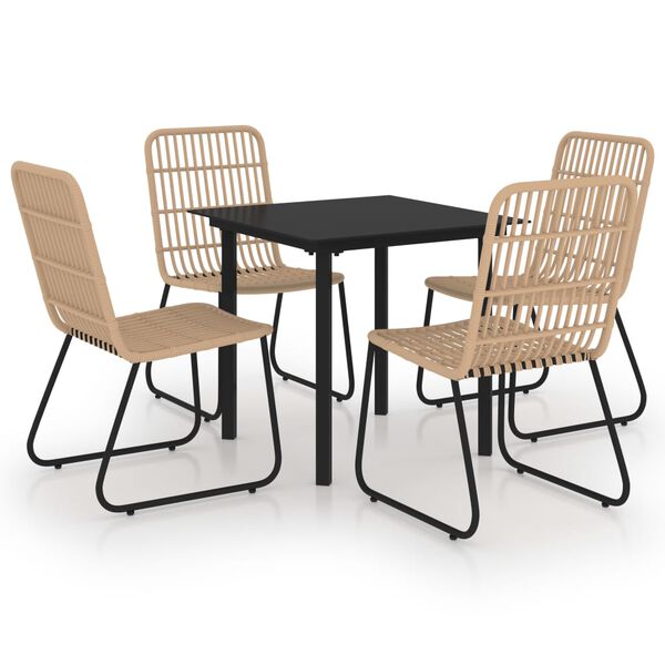 vidaXL Set da Pranzo da Giardino 5 pz in Polyrattan e Vetro