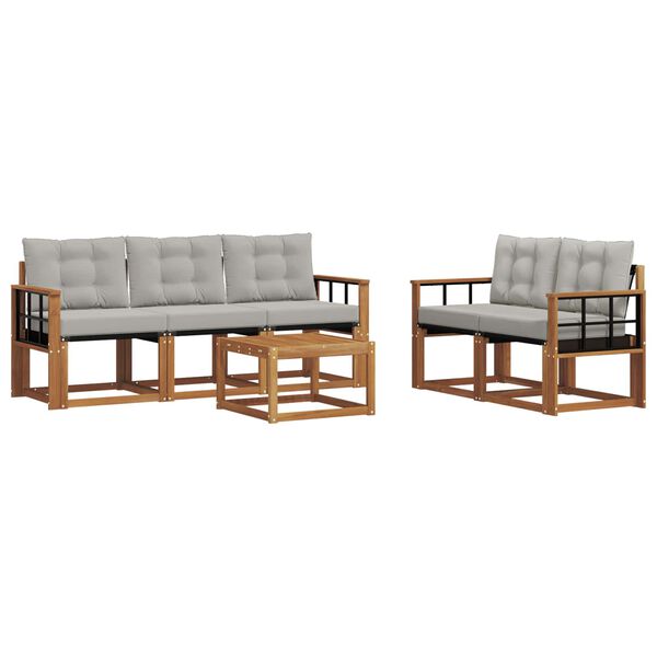 vidaXL Set di divani da esterno 6 pcs Grigio Naturale e Chiaro