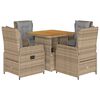 vidaXL Set da Pranzo da Giardino 5 pz con Cuscini Beige in Polyrattan
