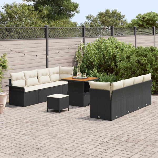 vidaXL Set Divano da Giardino 11 pcs Nero polyrattan