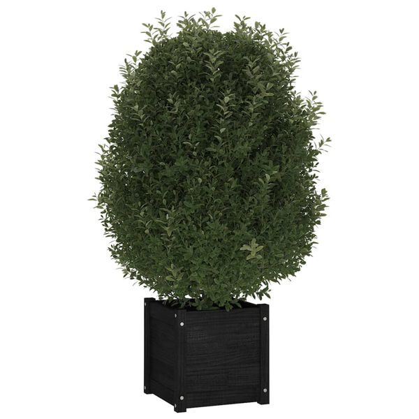 vidaXL Fioriere da Giardino 2pz Nere 40x40x40cm Legno Massello di Pino