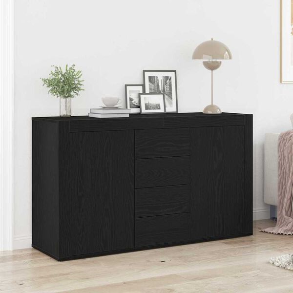 vidaXL Credenza Rovere Nero 120 x 36 x 69 cm Legno multistrato