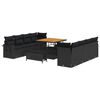 vidaXL Set Divano da Giardino con cuscino 11 pcs Nero Poly Rattan