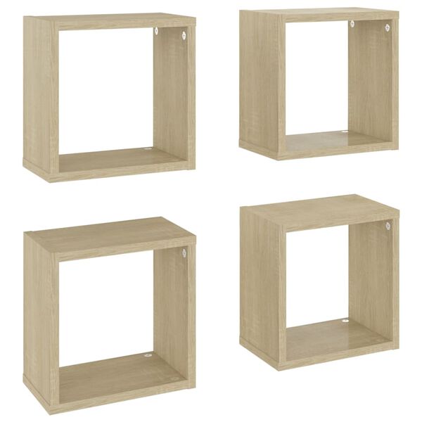 vidaXL Mensole a Cubo 4 pz Rovere Sonoma 26x15x26 cm