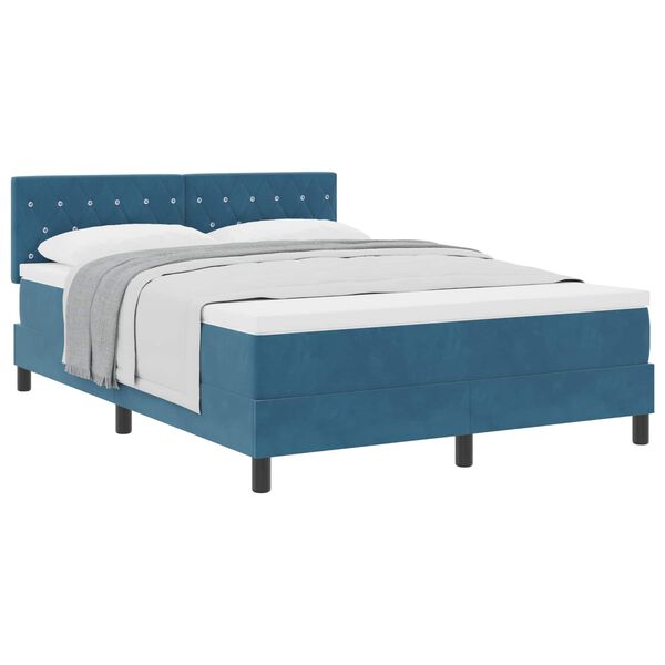 vidaXL Letto a molle con materasso Blu Scuro 140 x 190 cm Velluto