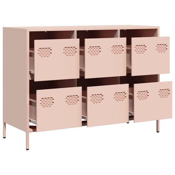 vidaXL Credenza Rosa 101,5x39x73,5 cm in Acciaio Laminato a Freddo