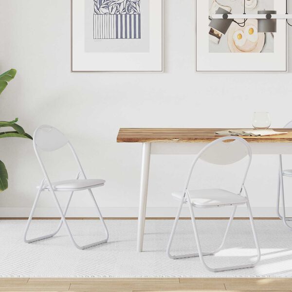 vidaXL Sedia pieghevole 2 pcs Bianco 48 x 43,5 x 81 cm Pelle Sintetica