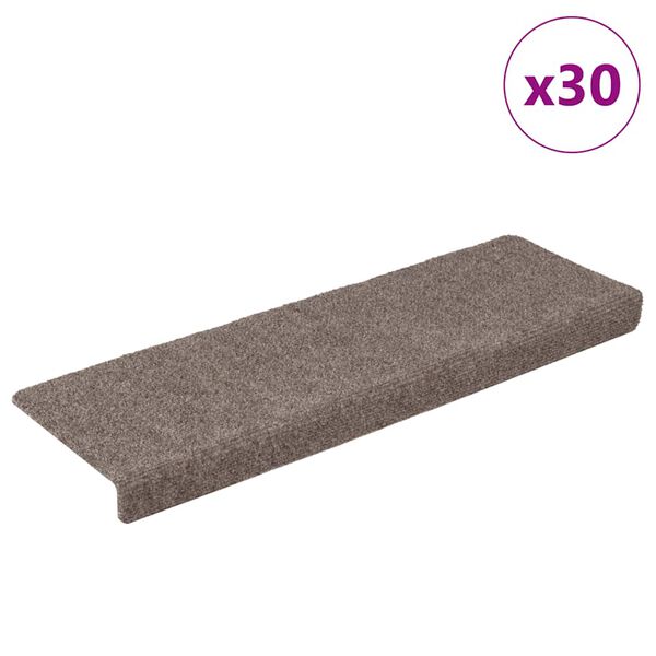 vidaXL Tappetini per scale autoadesivi 30 pz 65x21x4 cm beige bordo rettangolare