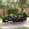 vidaXL Set da Pranzo per Giardino con cuscino 7 pcs Nero polyrattan