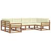 vidaXL Set di divani da esterno con cuscino 6 pcs Naturale e Crema