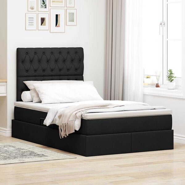 vidaXL Letto con contenitore e LED Nero 120 x 190 cm Poliestere