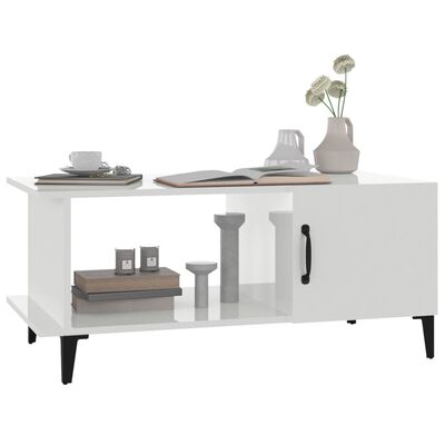 vidaXL Tavolino da Salotto Bianco Lucido 90x50x40 cm Legno Multistrato
