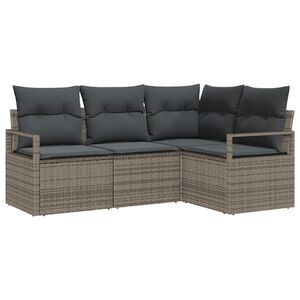 vidaXL Set di divani con cuscino 4 pcs Grigio polyrattan
