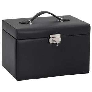 vidaXL Portagioie a 3 Strati con Specchio Bloccabile Nero 26x18x17,5cm
