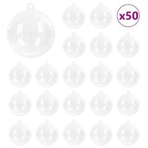 vidaXL Set di Palle di Natale 50 pz Trasparente &Oslash; 5 cm Plastica