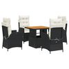 vidaXL Set da Pranzo da Giardino 5 pz Nero con Cuscini in Polyrattan