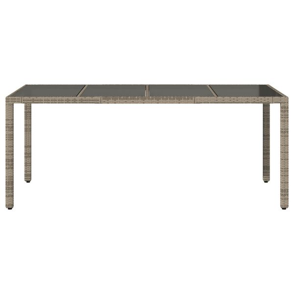 vidaXL Tavolo da Giardino Piano in Vetro Grigio 190x90x75cm Polyrattan