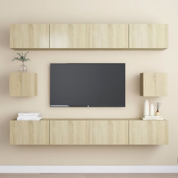 vidaXL Set di Mobili Porta TV 6 pz Rovere Sonoma in Legno Multistrato