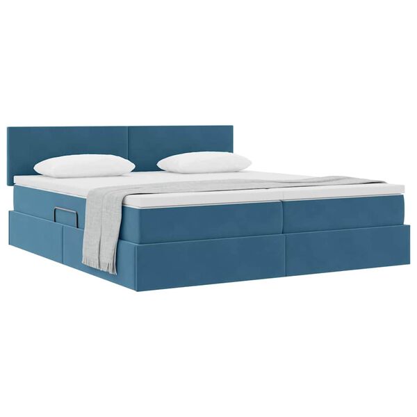 vidaXL Letto con Contenitore con materasso Blu Scuro 100 x 200 cm