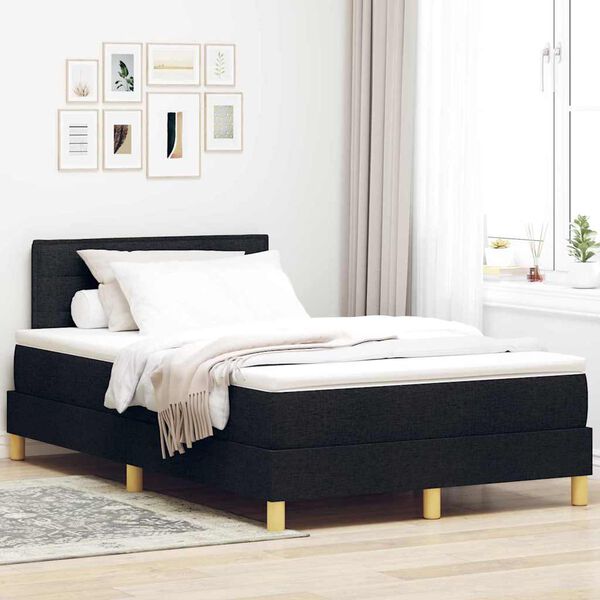 vidaXL Letto a Sorgente LED con materasso Nero 120 x 190 cm Tessuto