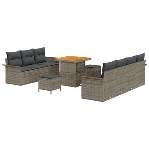 vidaXL Set Divano da Giardino con cuscino 10 pcs Grigio polyrattan