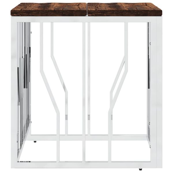 vidaXL Tavolino Salotto Argento in Acciaio Inox e Legno di Recupero