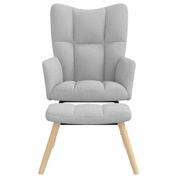 vidaXL Poltrona a Dondolo con Poggiapiedi Grigio Nuvola in Tessuto