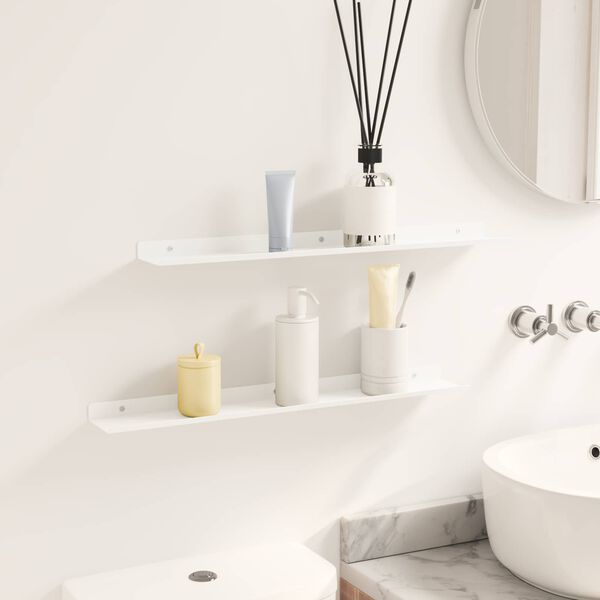 vidaXL Mensola sospesa 2 pcs Bianco 60 x 9 x 2,5 cm Acciaio