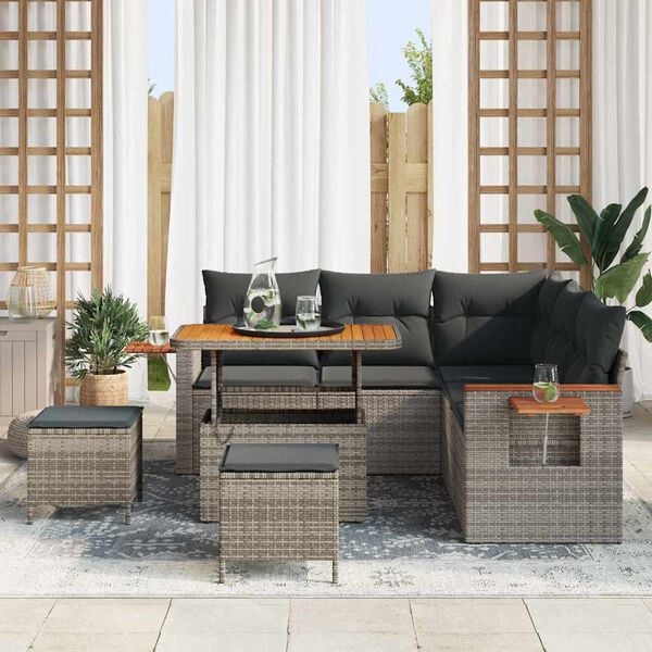 vidaXL Set Divano da Giardino con cuscino 8 pcs Grigio