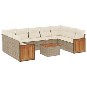 vidaXL Set Divano da Giardino 10 pz con Cuscini Beige in Polyrattan