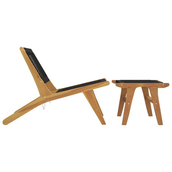 vidaXL Sedia da Giardino Poggiapiedi Legno Massello di Teak Poliestere