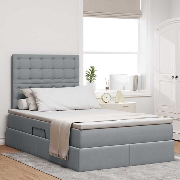 vidaXL Letto con contenitore e LED con led Grigio chiaro 120 x 190 cm