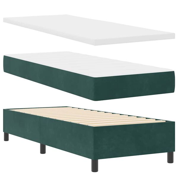 vidaXL Letto a molle con materasso Verde scuro 80 x 200 cm Velluto